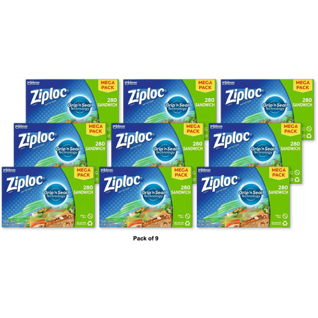Ziploc Brand Sandwich Bags 63.36oz (Pack of 9)