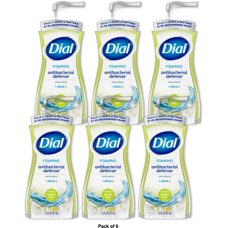 Dial Complete Foaming Antibacterial Hand Wash White Tea7.5Oz (Pack of 6)