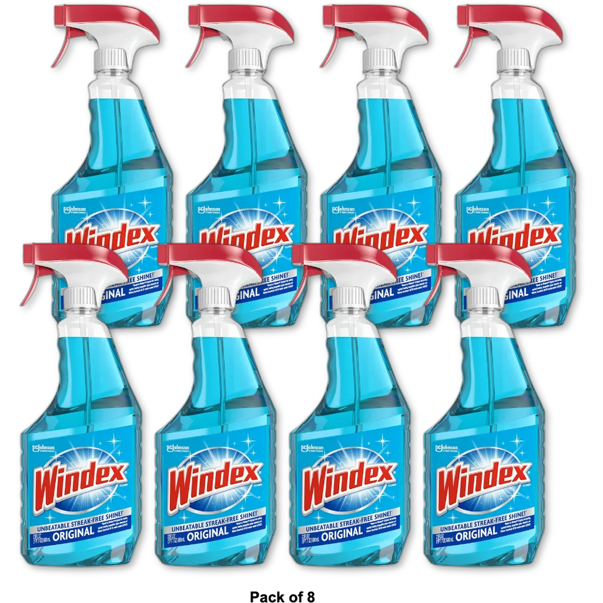 Windex Glass Cleaner Original Blue Spray Bottle 23Oz (Pack of 8)