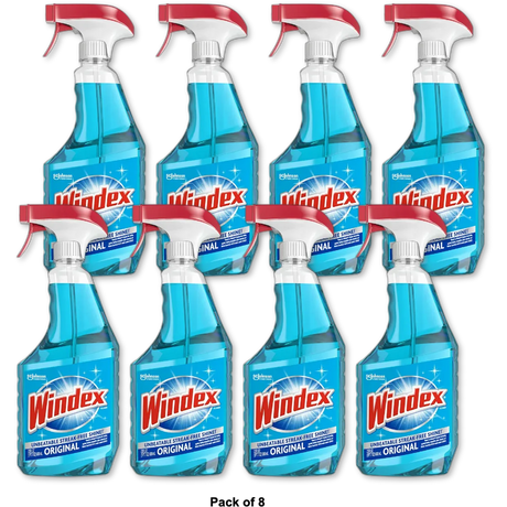 Windex Glass Cleaner Original Blue Spray Bottle 23Oz (Pack of 8)