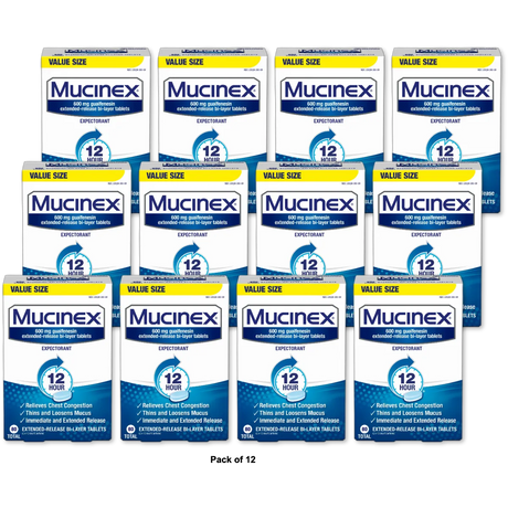 Mucinex 12 Hour Cough & Chest Congestion 80 Tablets 0.21Oz (Pack Of 12)