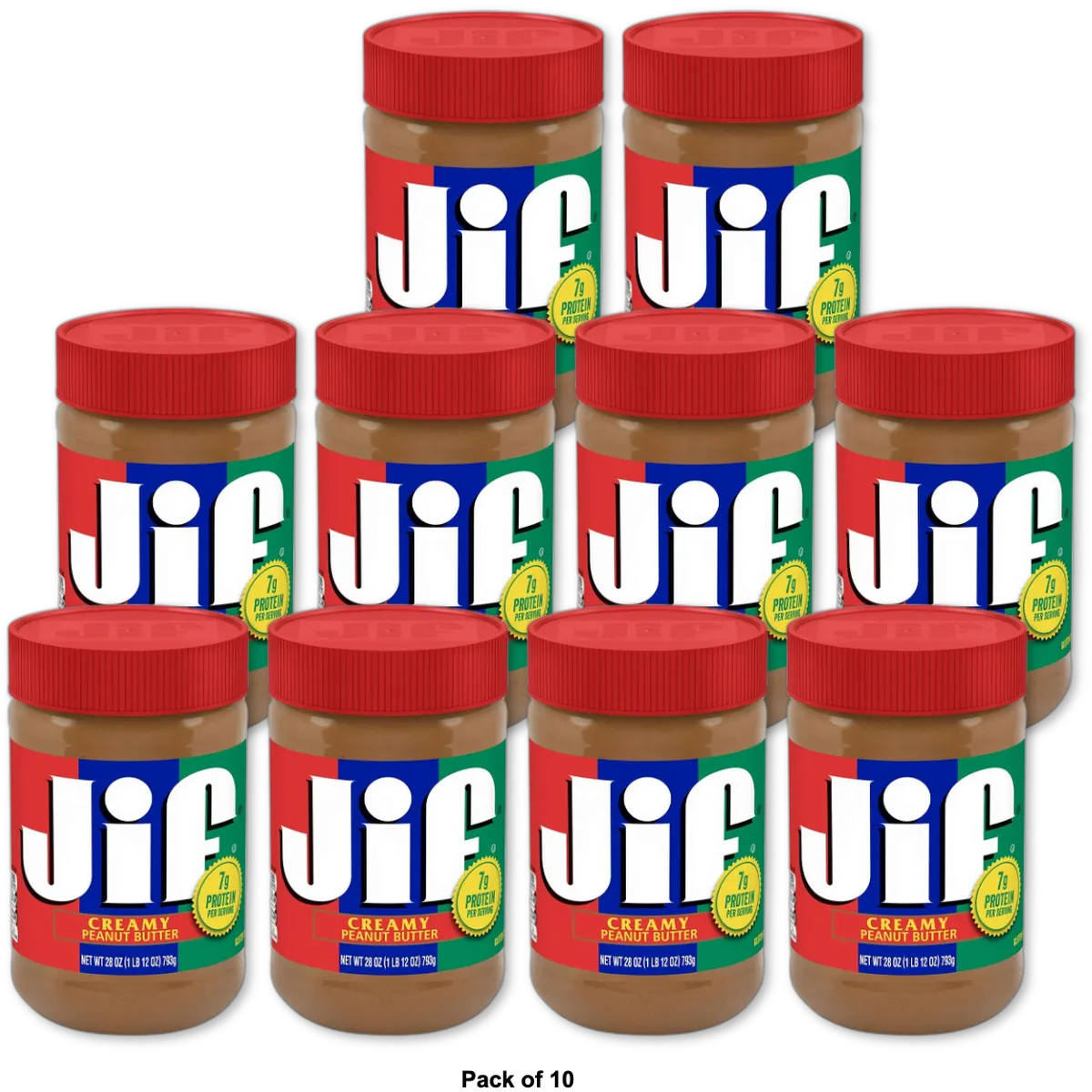 Jif Creamy Peanut Butter Jar 28Oz (Pack of 10)