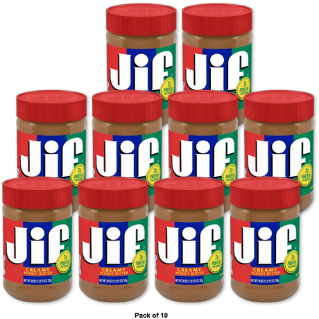 Jif Creamy Peanut Butter Jar 28Oz (Pack of 10)