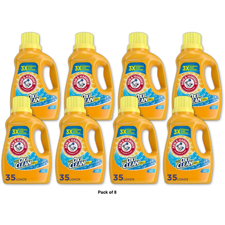 Arm & Hammer Plus OxiClean Fresh Scent, 35 Loads Liquid Laundry Detergent, 45.5 Fl oz (Pack of 8)