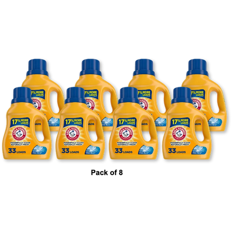 Arm &amp;Hammer Liquid Laundry Detergent Soap Clean Burst Fresh 33Oz(Pack of 8)
