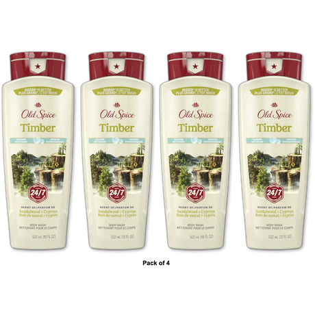 Old Spice Men's Body Wash for Men Timber 18Oz (Pack of 4)