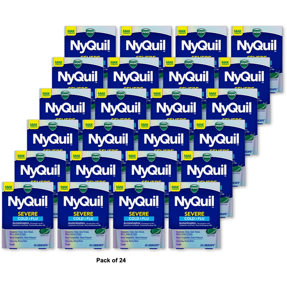 NyQuil LiquiCaps Severe Cold & Flu ? 24 Count 1.6oz (Pack of 24)