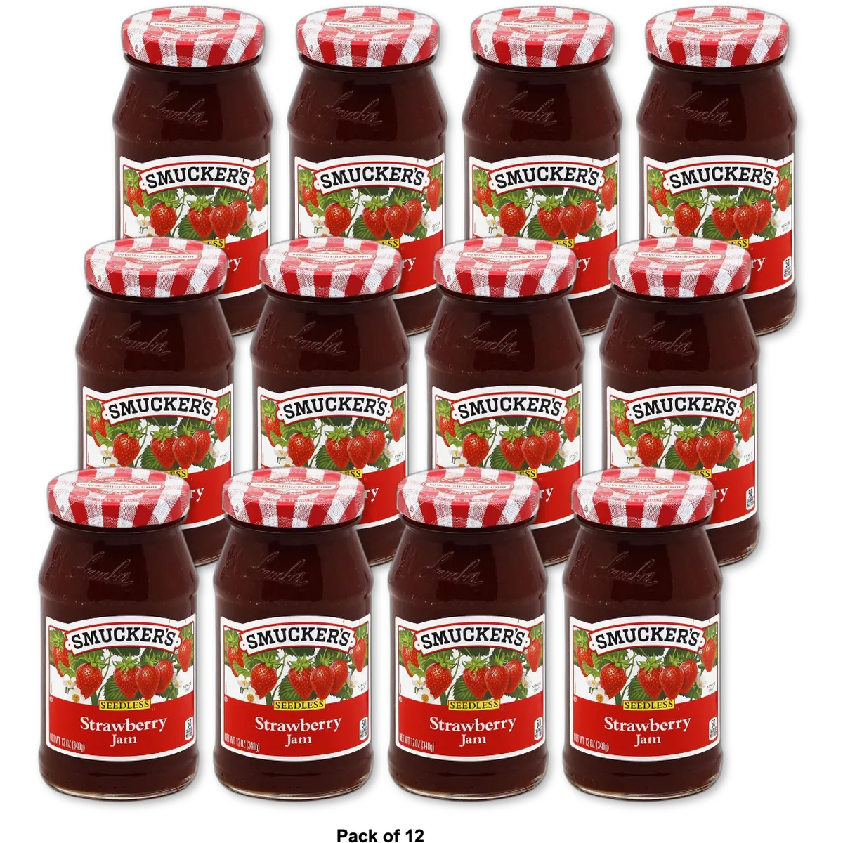 Smuckers Seedless Strawberry Jam 12Oz (Pack of 12)