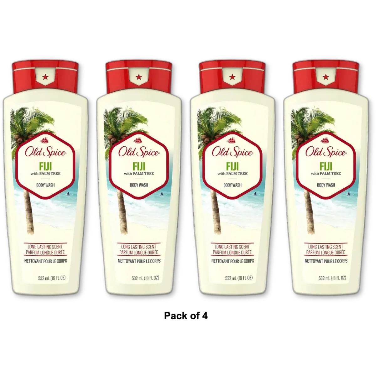 Old Spice Body Wash Fiji with Palm Tree 18 Fl Oz (Pack of 4)