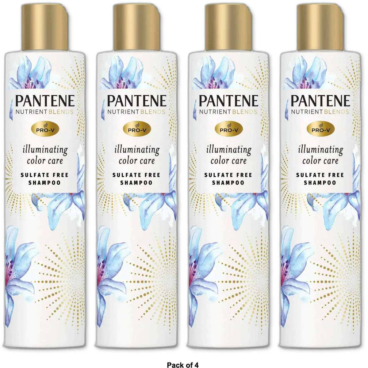 PANTENE Illuminating Color Care Shampoo with Biotin 9.6 Ounce (Pack of 4)