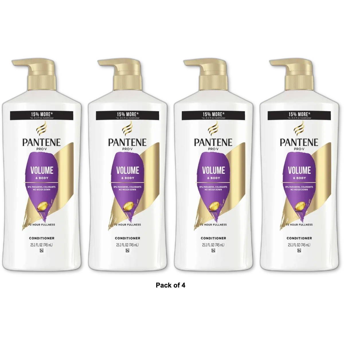 Pantene Sheer Volume 72 HR Fullness Conditioner 25.1 Oz (Pack of 4)
