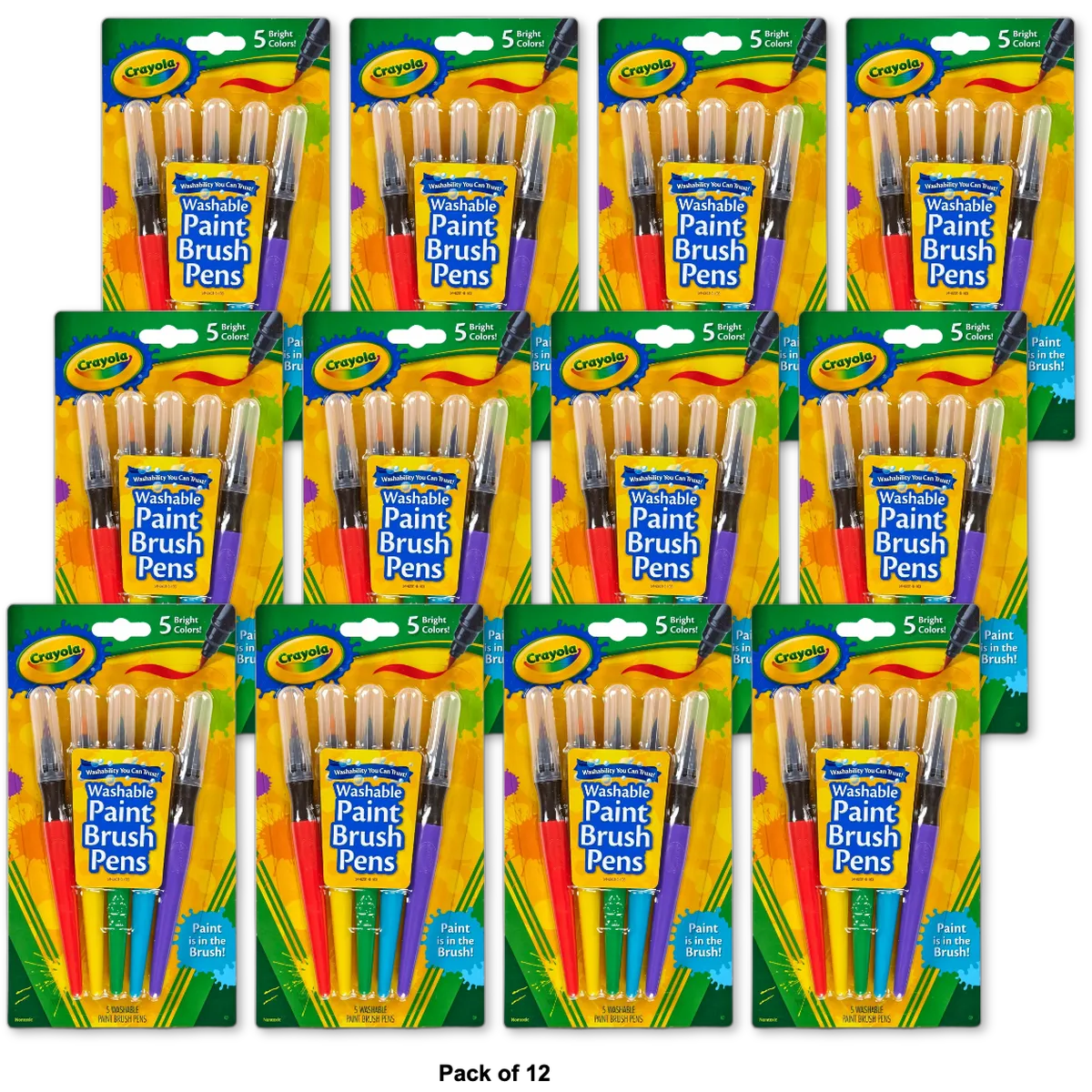 Crayola No Drip Washable Paint Brush Pens5 Ea 2.39oz (Pack of 12)