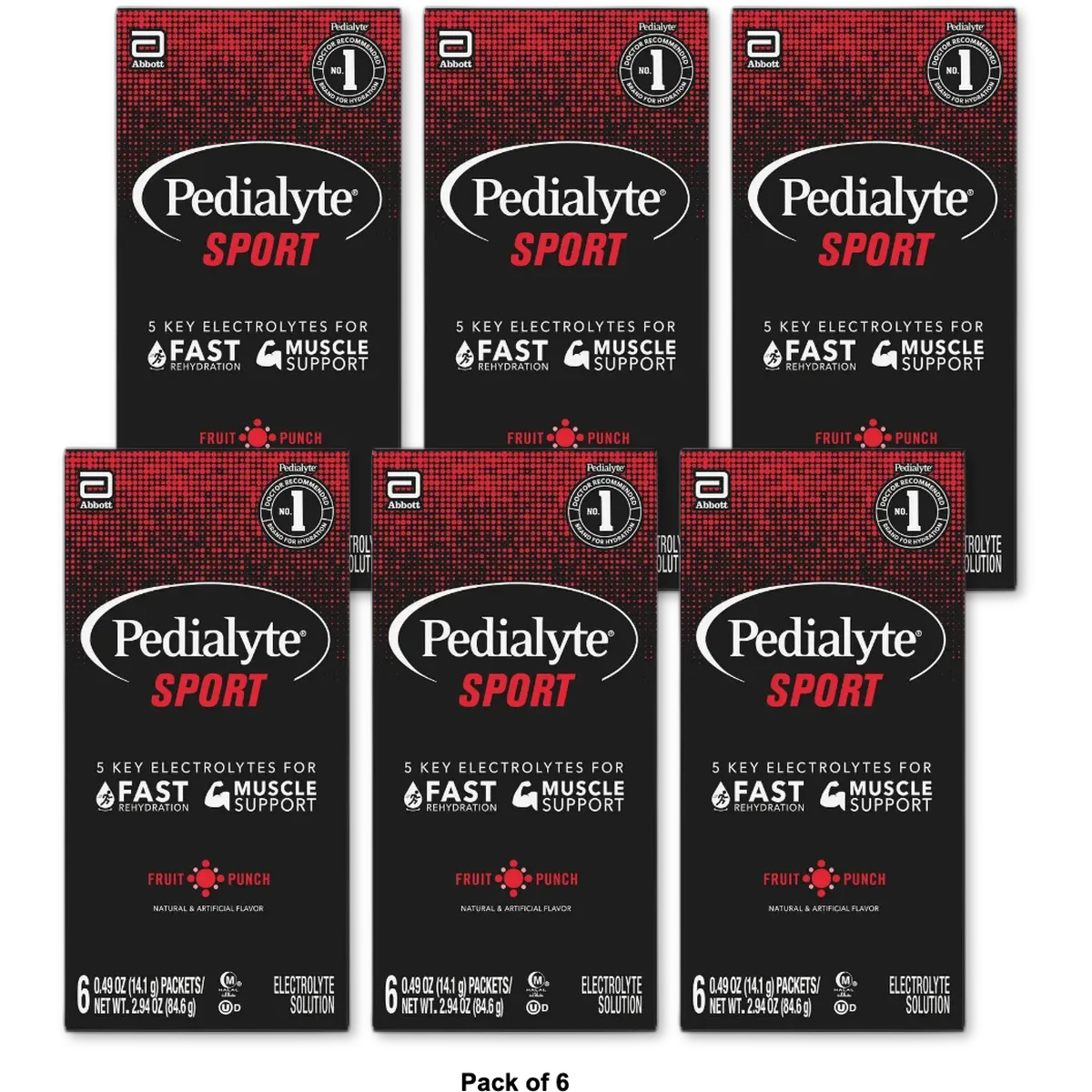 Pedialyte Electrolyte Powder Fruit Punch 2.94 oz (Pack of 6)