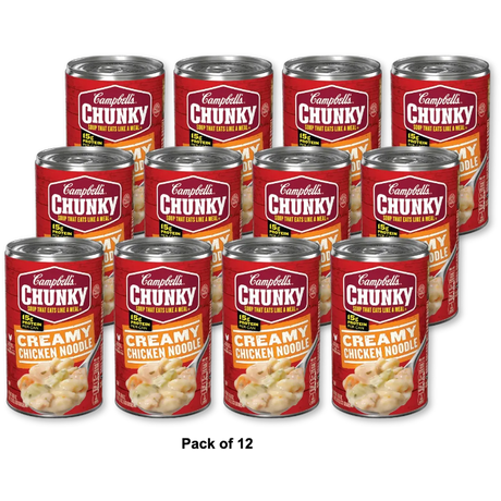 Campbell's Chunky Soup, Ready to Serve Creamy Chicken Noodle Soup, 18.8 oz (Pack of 12)