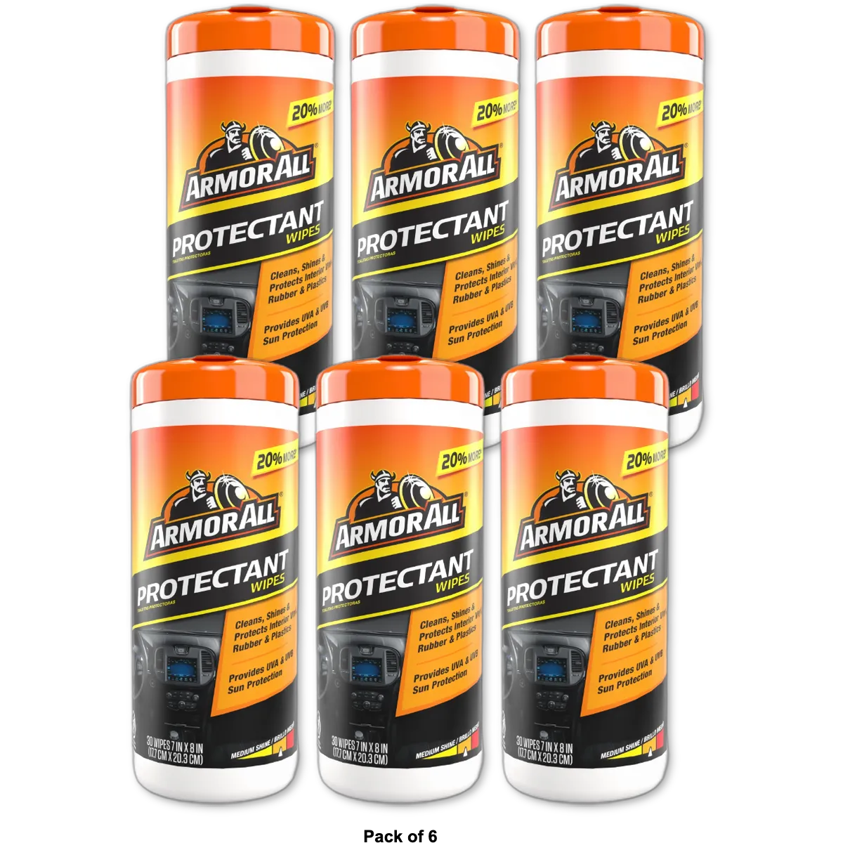 Armor All Car Interior Protectant Wipes, 30 Count (Pack of 6)