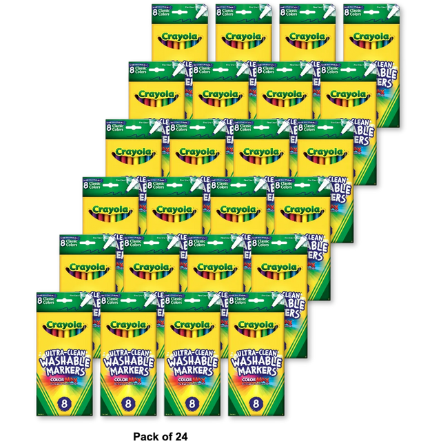 Crayola Washable Fine Line Markers Classic Colors8 Count 1.92oz (Pack of 24)