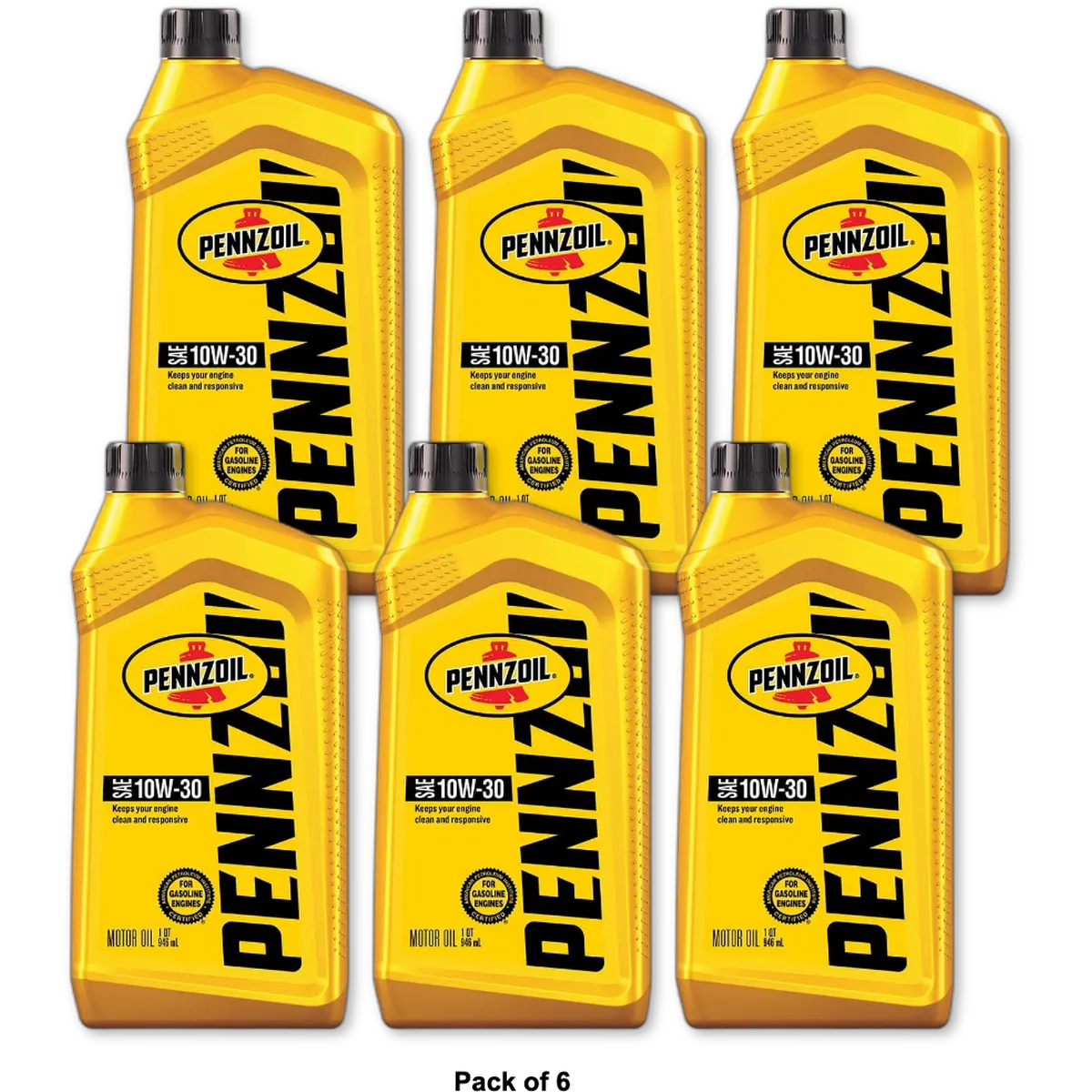 Pennzoil SAE 10W-30 Motor Oil for Gasoline Engine 32 Oz (Pack of 6)