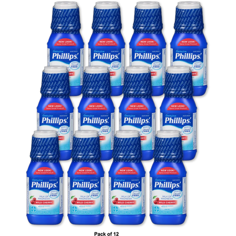 Phillips Milk Of Magnesia Cherry Liquid - 12 Oz (Pack of 12)
