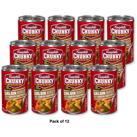 Campbells Chunky Sirloin Burger with Country Vegetables Soup Cup - 18.8 Oz (Pack of 12)
