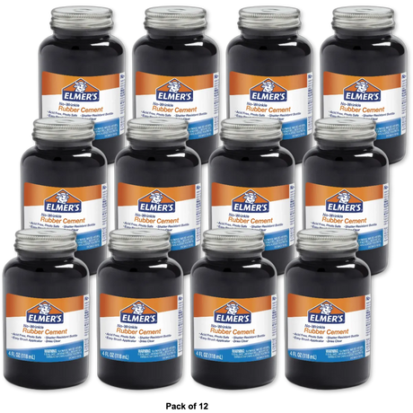 Elmer's No Wrinkle Transparent Rubber Cement 4Oz (Pack of 12)