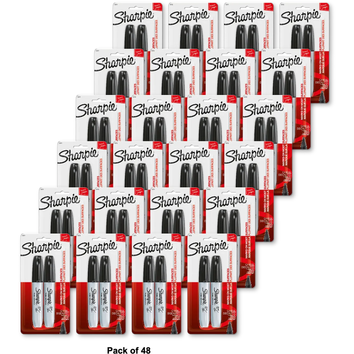 Sanford Sharpie Permanent Marker Black Chisel Tip 2.4oz (Pack of 48)