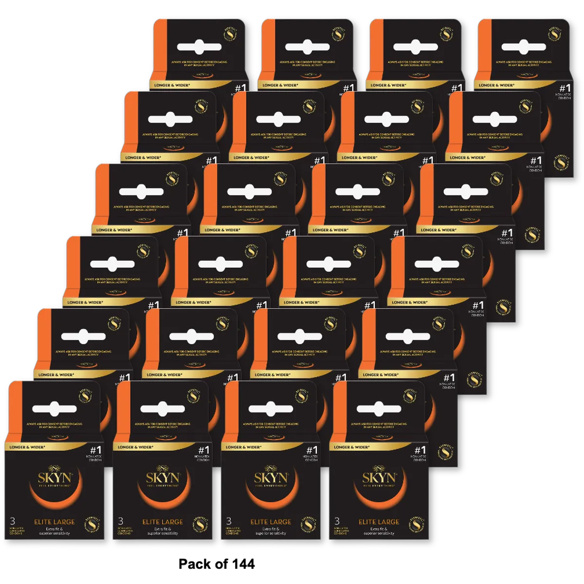 Lifestyles Skyn Non-Latex Lubricated Condoms Large3 ea 0.7oz (Pack of 144)