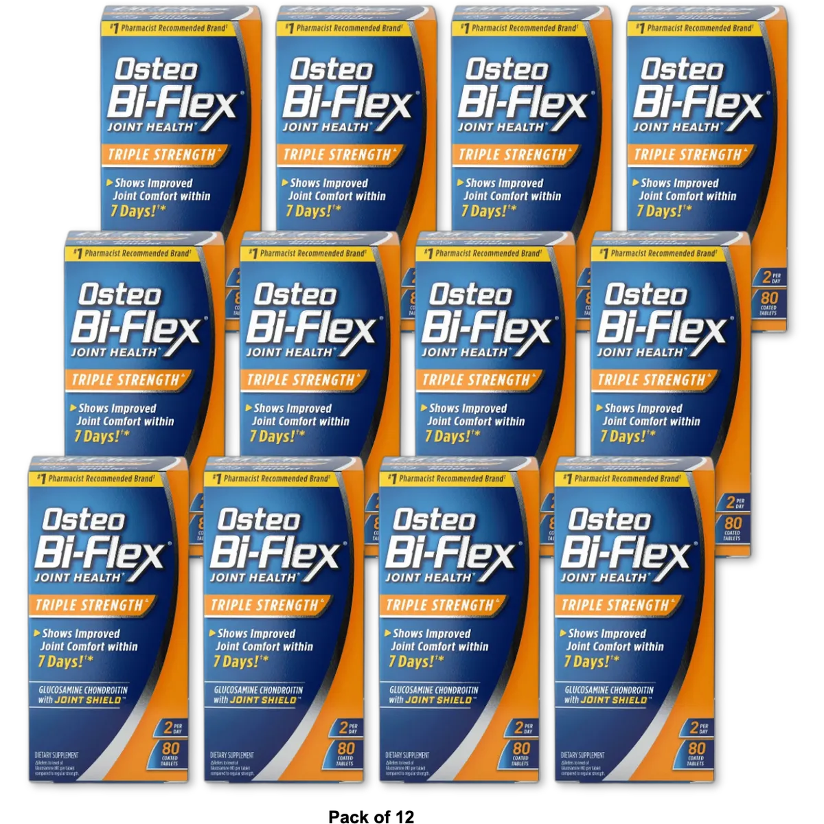 Osteo Bi-Flex Glucosamine Chondroitin Triple Strength Caplets By Sundown80 Each 5.6oz (Pack of 12)