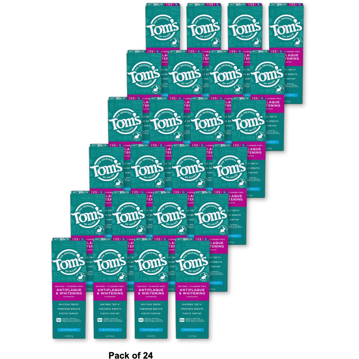 Toms of Maine Antiplaque and Whitening Natural Toothpaste Peppermint Flavor 4.5Oz (Pack of 24)