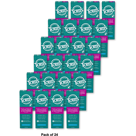 Toms of Maine Antiplaque and Whitening Natural Toothpaste Peppermint Flavor 4.5Oz (Pack of 24)