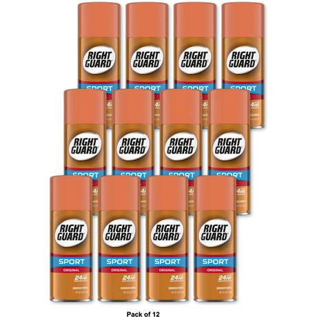 Right Guard Sport Deodorant Aerosol Original 8.5Oz (Pack of 12)