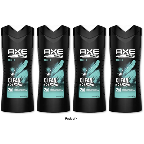 AXE 2 in 1 Apollo Sage Cedarwood Scent Shampoo and Conditioner 16Oz (Pack of 4)