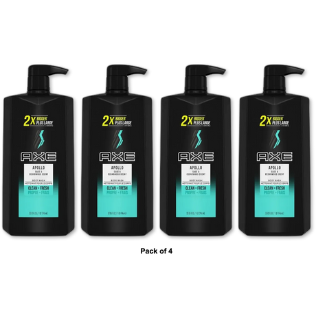 Axe Men Body Wash Apollo Sage and Cedarwood 32Oz (Pack of 4)