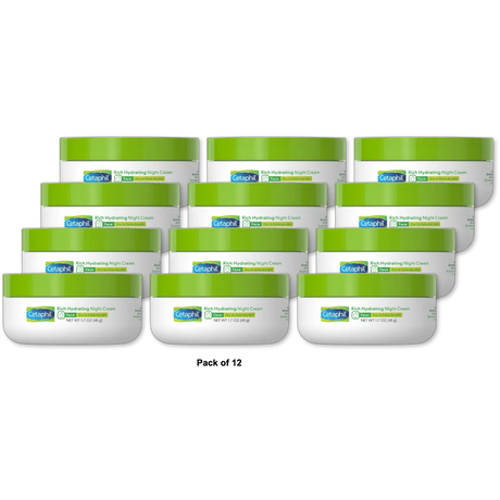 Cetaphil Rich Hydrating Night Cream with Hyaluronic Acid 1.7 Ounce (Pack of 12)