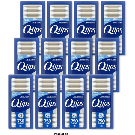 Q-Tips Cotton Swabs 750 Count 12.8oz (Pack of 12)