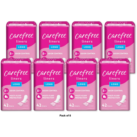 Carefree Acti-Fresh Body Shape Pantiliners Long To Go Unscented Liners 2.89oz (Pack of 8)