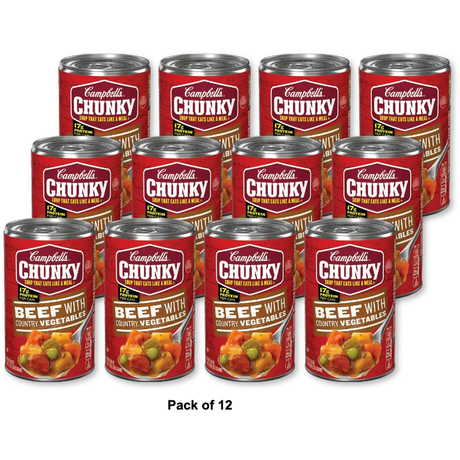 Campbell's Chunky Soup Beef with Country Vegetables 18.8 oz. (Pack of 12)