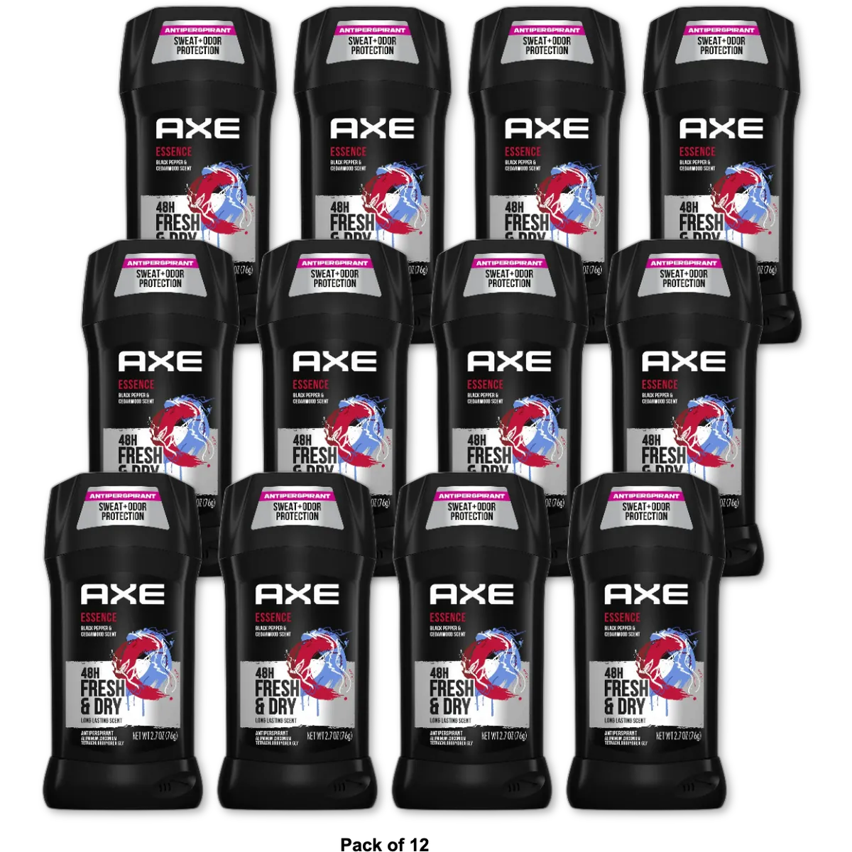 Axe Dry Gel Anti-Perspirant And Deodorant Invisible Solid Essence2.7Oz (Pack of 12)