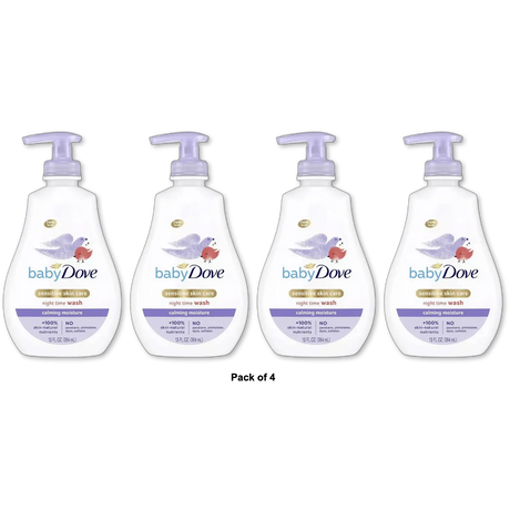 Baby Dove Sensitive Skin Care Nighttime Calming Moisture Liquid Body Wash 13Oz (Pack of 4)