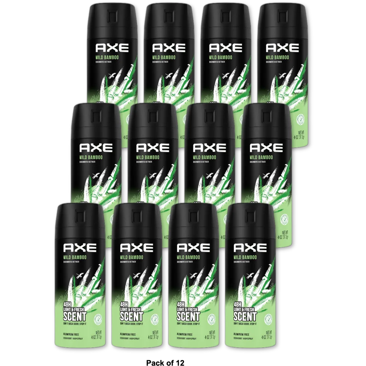 AXE Wild Bamboo Mens Body Spray Deodorant With Essential Oils4Oz (Pack of 12)