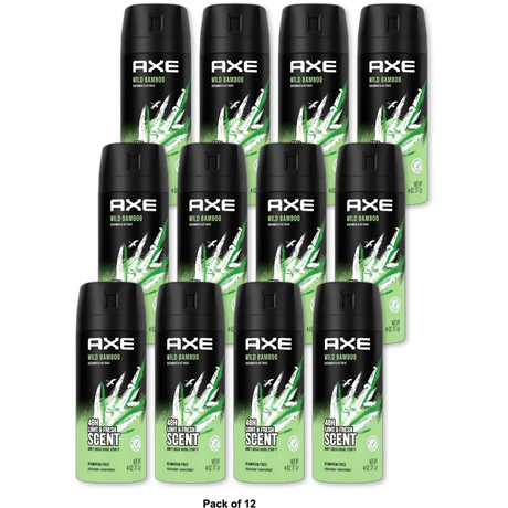 AXE Wild Bamboo Mens Body Spray Deodorant With Essential Oils4Oz (Pack of 12)