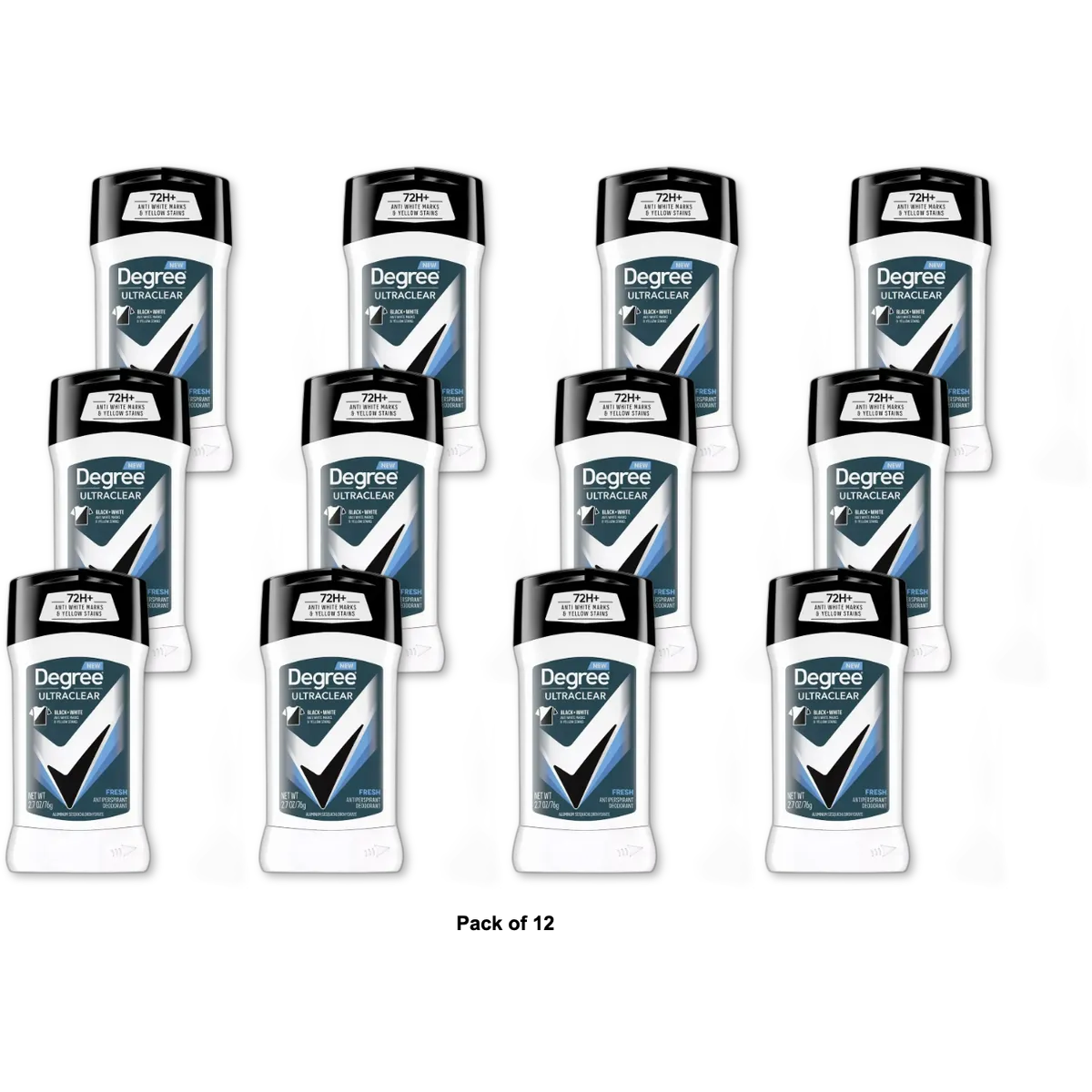 Degree Antiperspirant Invisible Solid Ultraclear Black and White 2.7Oz (Pack of 12)