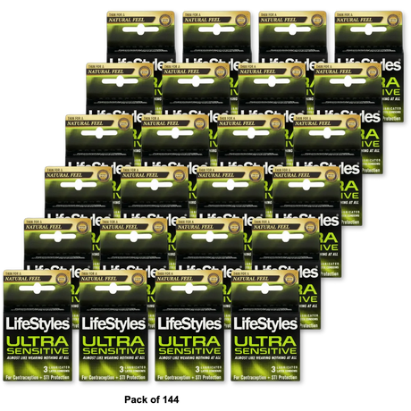 Lifestyles Ultra Sensitive Lubricated Latex Condoms 0.7oz (Pack of 144)