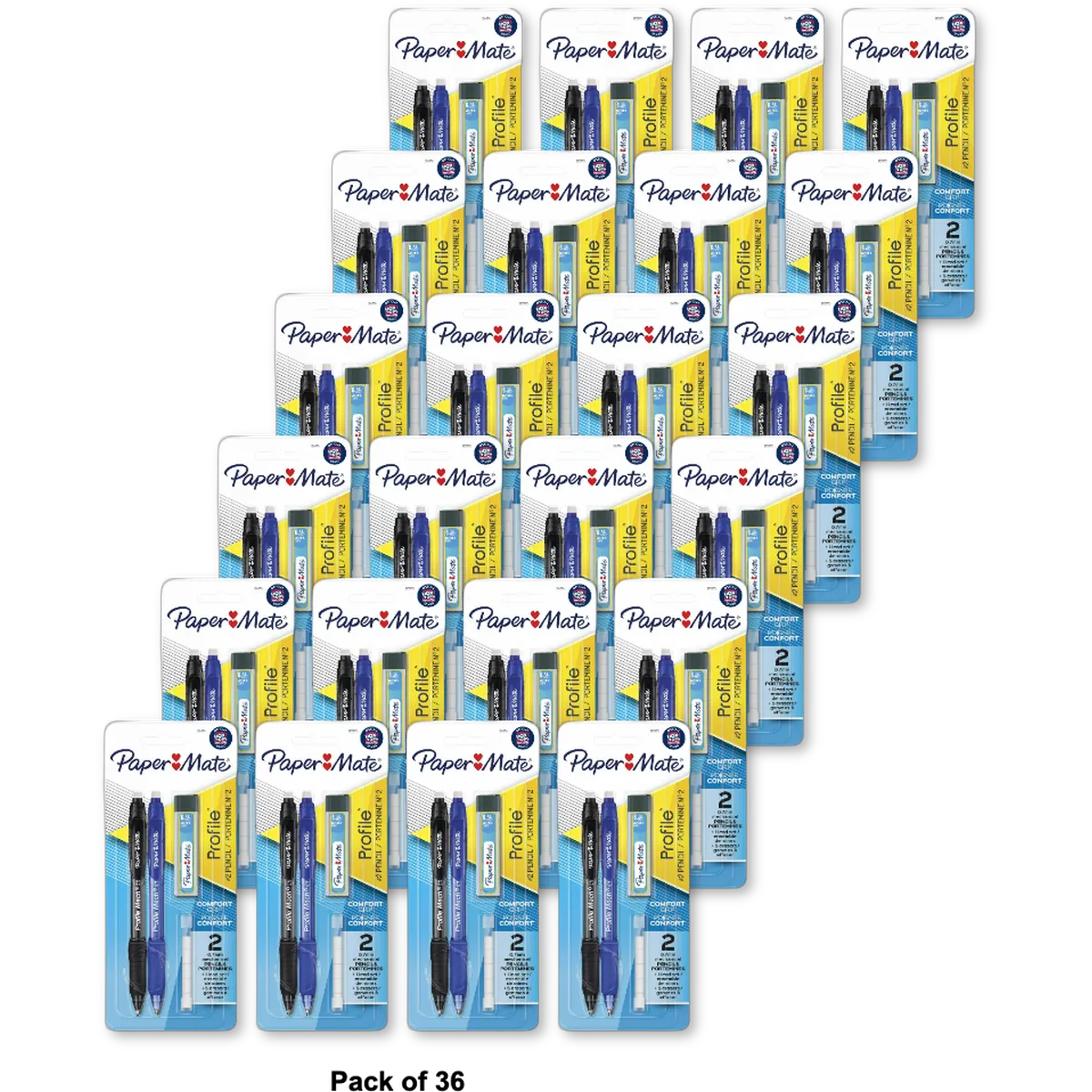 Papermate Profile 0.7mm Mechanical Pencils, Black & Blue, 2-ct 1.4oz (Pack of 36)