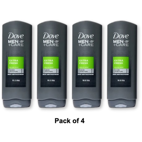 Dove Men Extra Fresh Body Wash 18Oz (Pack of 4)