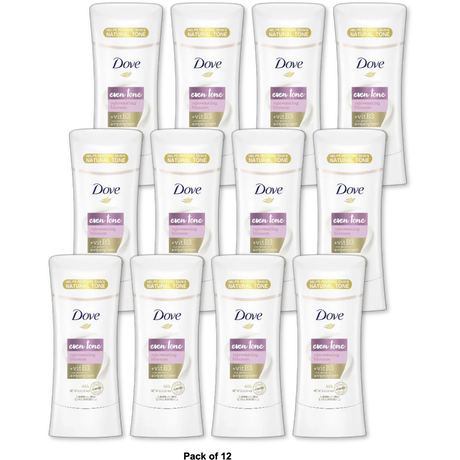 Dove Even Tone Antiperspirant Deodorant Stick Peach Blossom & Rice Milk 2.6 oz (Pack of 12)