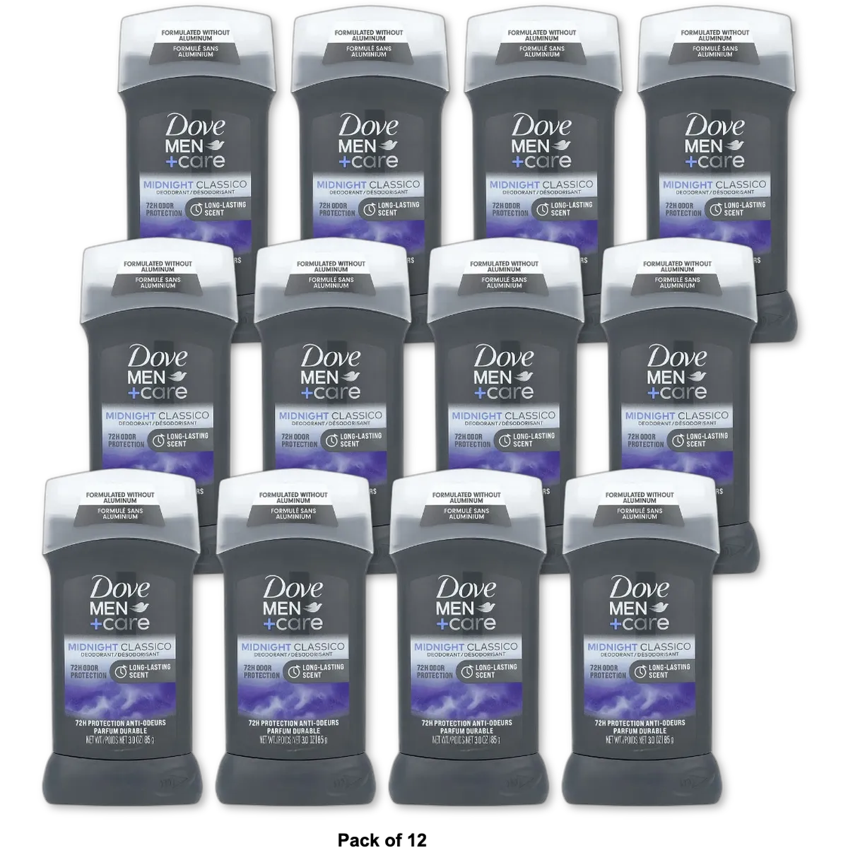 Dove Men+Care Long Lasting Men's Deodorant Stick Midnight Classico 3 oz (Pack of 12)