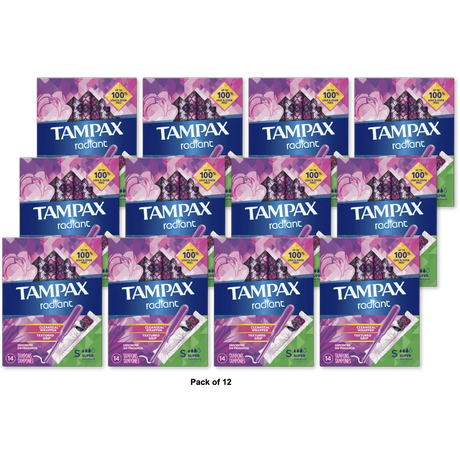 Tampax Radiant Tampons Regular Super 14 ct 3.86oz (Pack of 12)