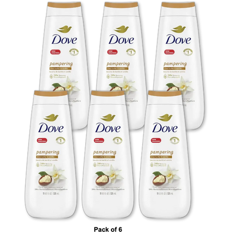 Dove Pampering Body Wash Shea Butter & Vanilla 11 oz (Pack of 6)