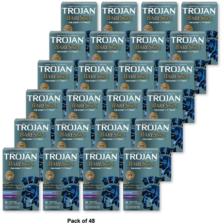 Trojan Bare Skin Condoms 10 Count 1.06oz (Pack of 48)