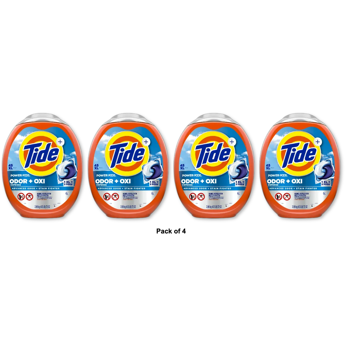 Tide Ultra OXI Power PODS with Odor Eliminators Laundry Detergent Pacs 45 ct 76oz (Pack of 4)